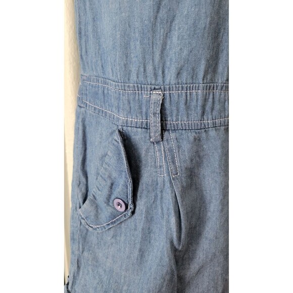 Denim Sleeveless Button Down Romper Sz M - Picture 3 of 3